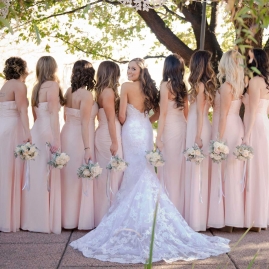 Bride and Bridesmaids at Manor Courtyard in Phoenix