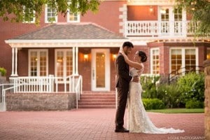 Bride & Groom Front of Manor_opt