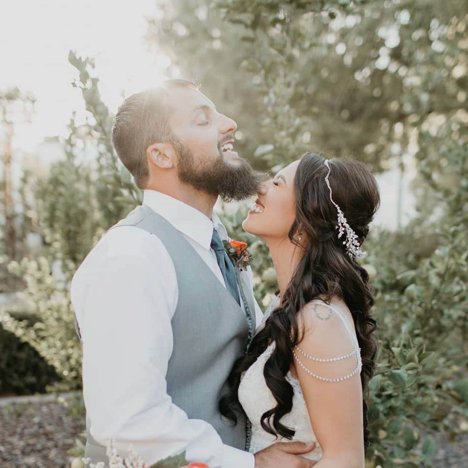 Happy Couple at Garden Pavilion